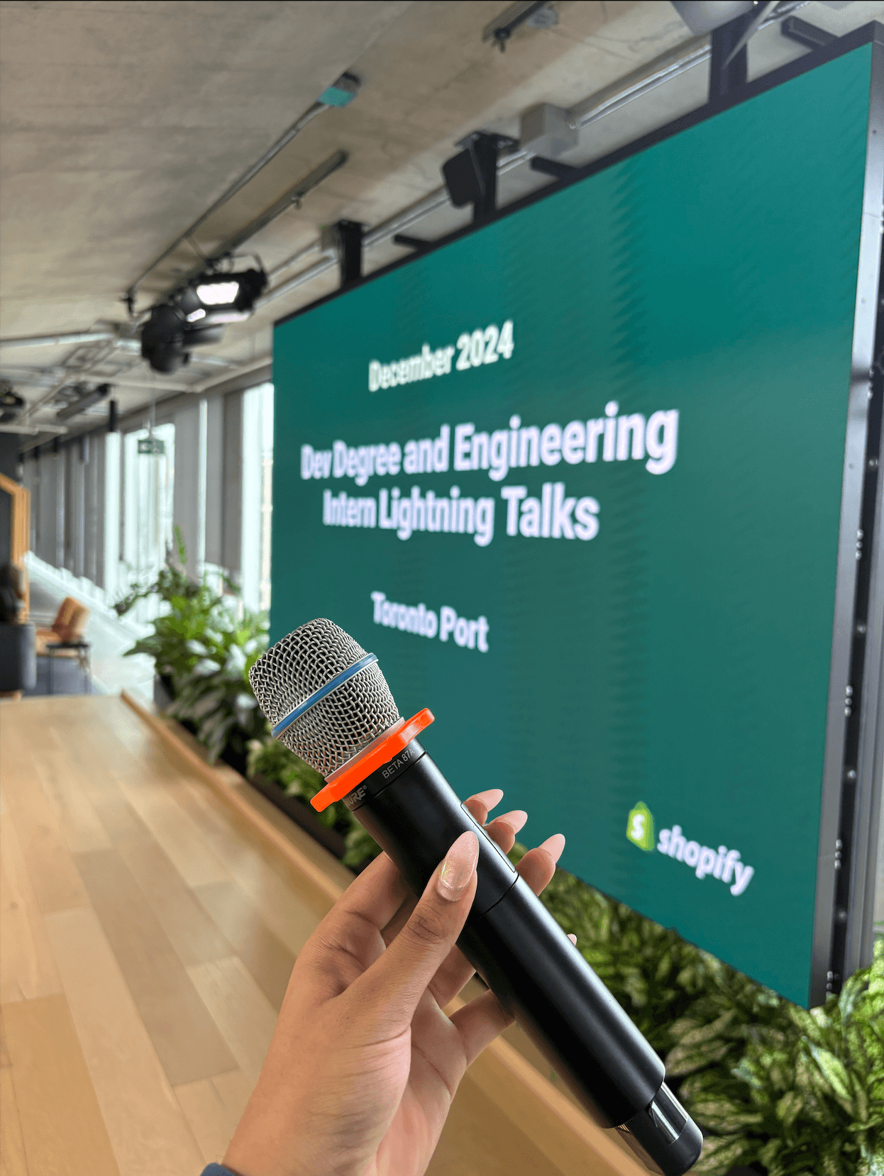 Hosting the lightning talks at the Shopify office